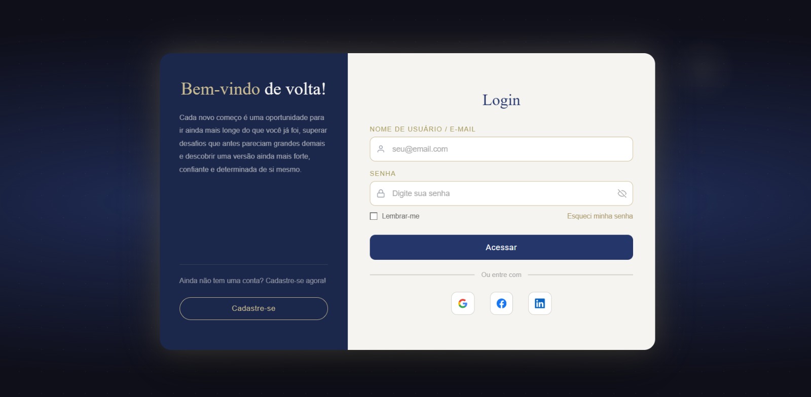 Login e Cadastro